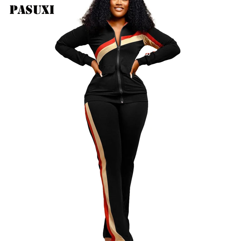 PASUXI High Quality Wholesale Women 2 Piece Sweat Suit Fitness Zip up Sweatshirts Sets Custom Women Crop Top Hoodie Set