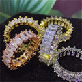 Luxury Wedding Rings Jewelry Women Crystal Iced 18k Gold Plated Rings Tennis Cubic Zirconia Ring