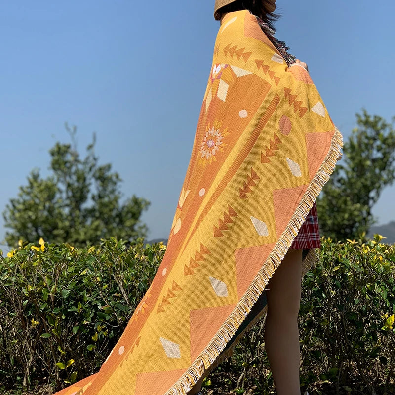 INS Recycled Cotton Tapestry Woven Blankets Throws Custom Wearable Blanket