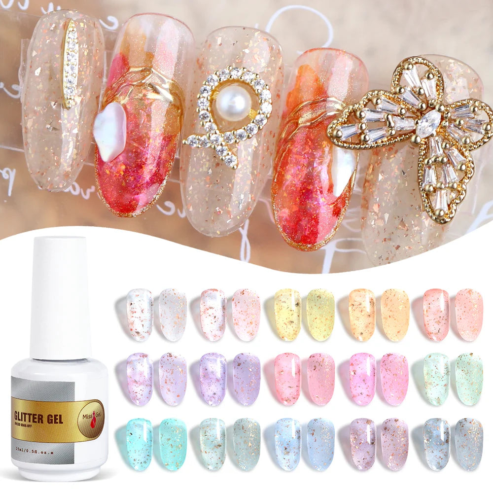 MissGel 36 Colors Glitter Gel Polish Wholesale Supplies UV Led Naturel Ensemble De En Gel Permanent Vernis Ongles