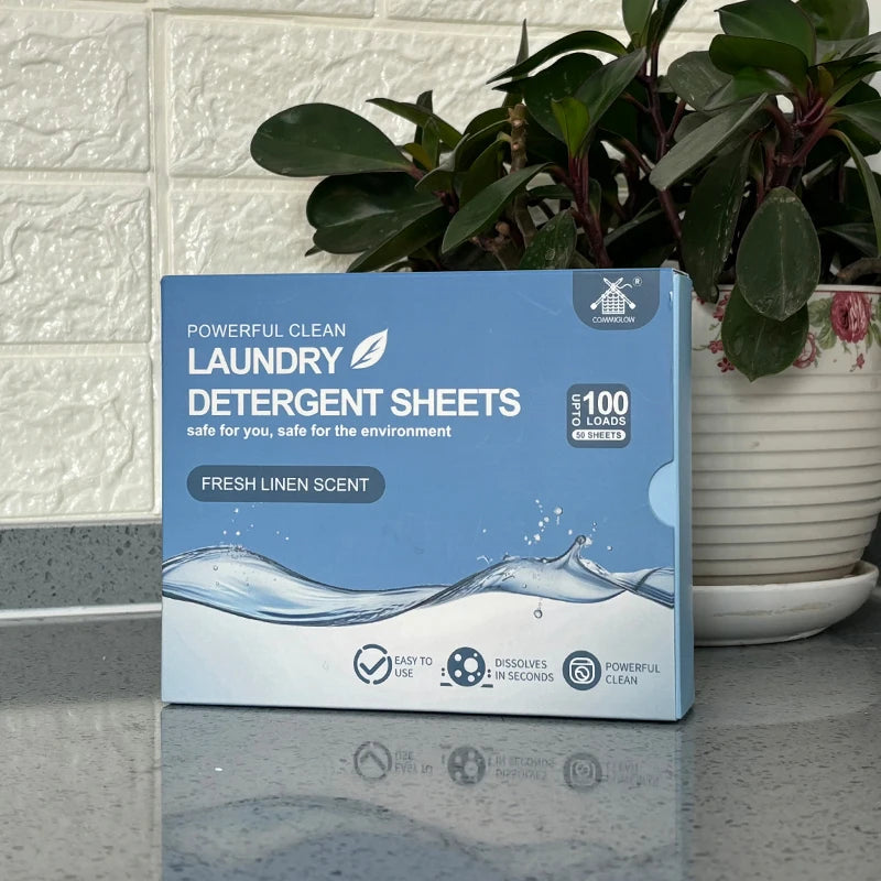 COMMIGLOW Eco-friendly Biodegradable Laundry Strips Tablets Pure Natural Plant-Based Disposable Laundry Detergent Sheets
