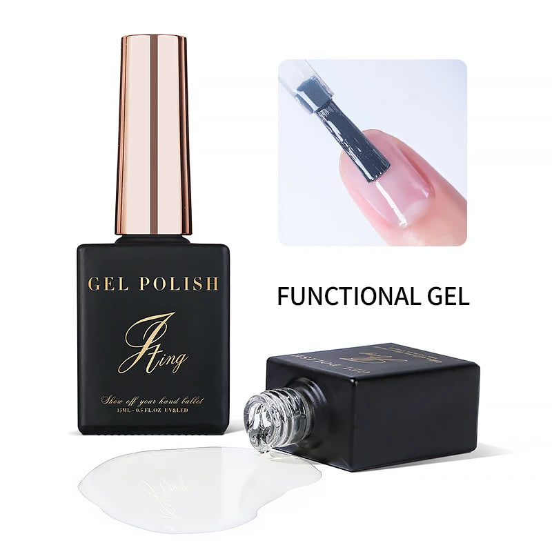 JTING Professional Custom Design Nail Functional Gel Polish 15 Options with Rubber Base Coat / Primer / ph Bond / Structure Gel