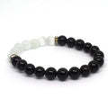 8mm Natural Black Obsidian Cat Eye Crystal Healing Selenite Agate Silver Rhinestone Spacer Beaded Ball Shape Chakra Inspired