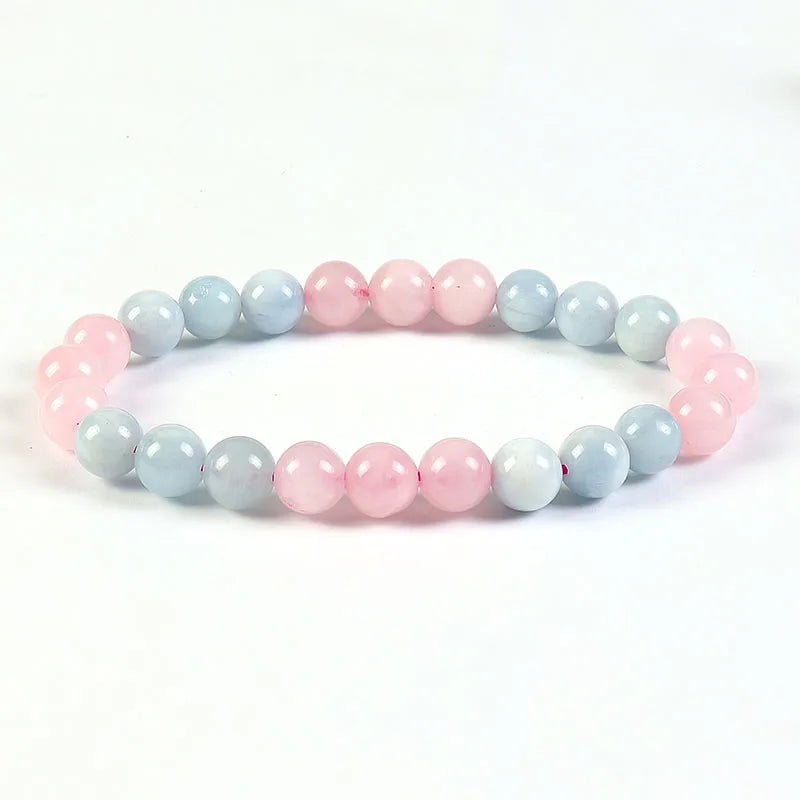 Wholesale Genuine Aquamarine Rose Quartz Stone Bracelet Gemstone Crystal Bracelets Stone for Woman