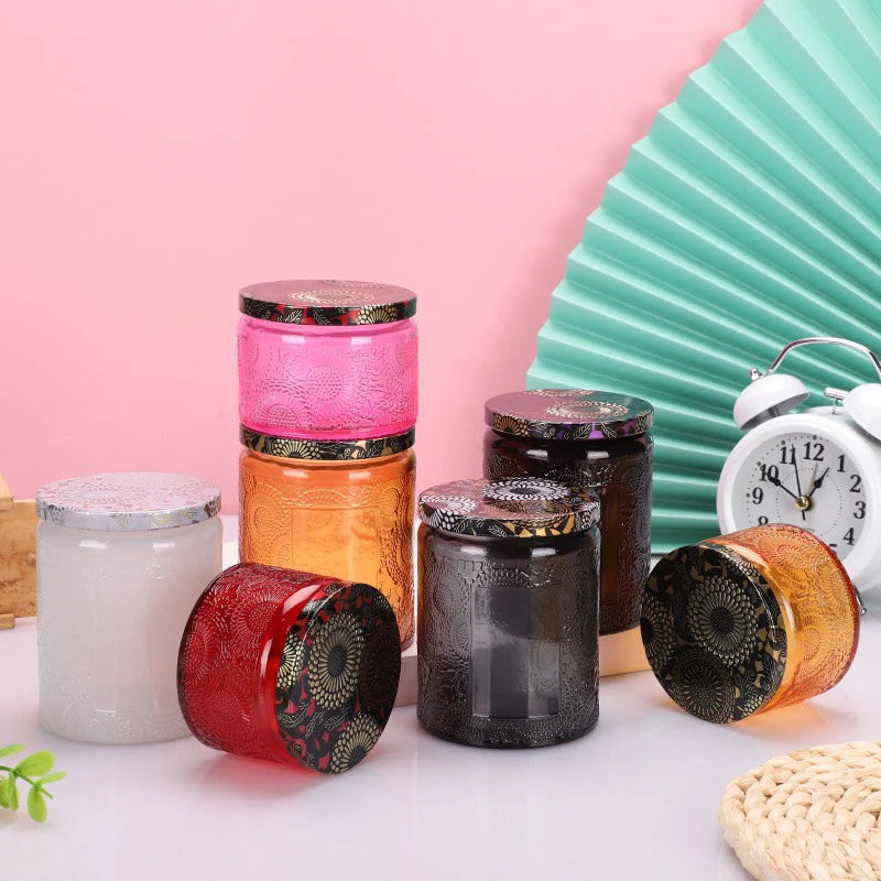 Wholesale Scented Candle Cups Colored Glass Candle Holders Decorative Ornaments Candle Containers