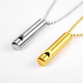 Silver Gold Plated Stainless Steel Meditation Mindful Stress Relief Breathing Whistle Chain Pendant Necklace