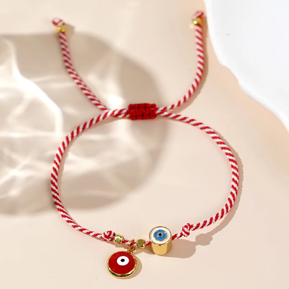 Go2boho Design Martis Series Golden Square Bead Round Cylinder&Copper Evil Eyes Pendant 2024 Greek March Bracelets for Her