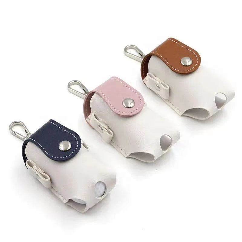 Premium PU Leather Golf Ball Pouch Accessory Bag Portable for Men and Women