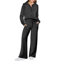 Women's 2 Piece Outfits 2023 Long Sleeve Half Zip Sweatshirt Wide Leg Sweatpants Lounge Sets