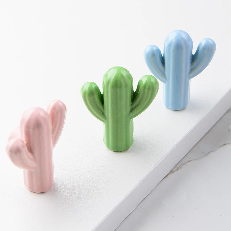 Factory New Creative Design Modern Ceramic Furniture Accessories Cactus Wardrobe Cabinet Handles Decorative Ceramic Handles