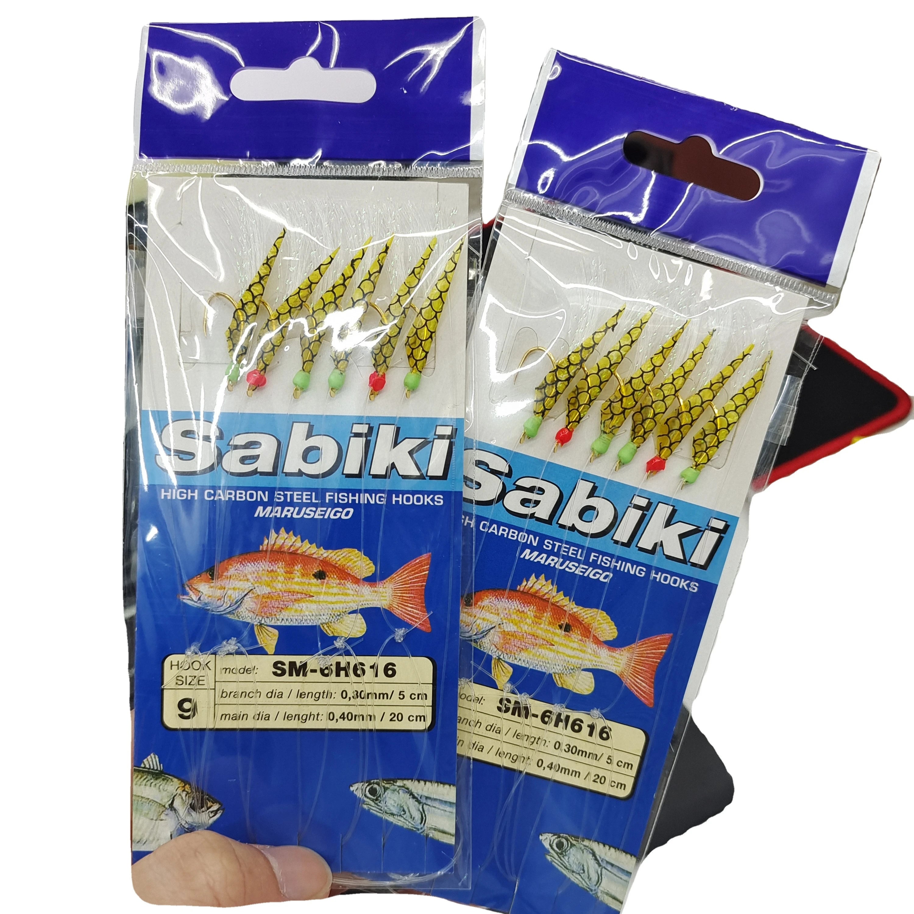 Sabiki Real Fish Skin String Hooks Rig Stainless Steel Luminous Soft Shrimp Fishing Jigging Lure Bait for River and Sea
