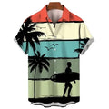 Fitspi Men Short Sleeve Hawaiian Shirt Fashion Beach Holiday Collar Button Top Blouse Wholesale