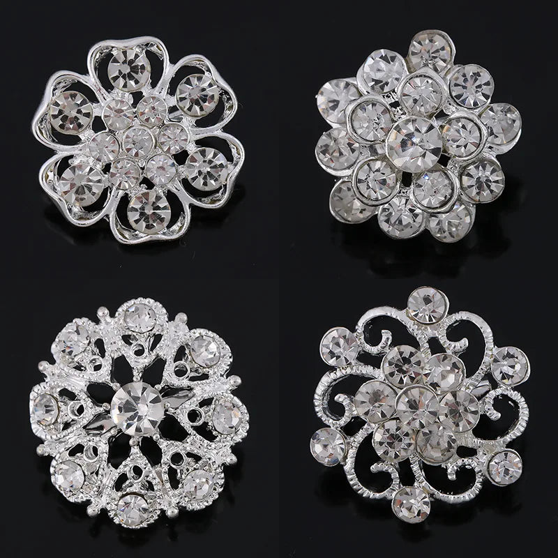 Card-Packaged Rhinestone-Inlaid Small Brooch - Alloy Rhinestone Floral Clothing Accessory Lapel Pin and Fashion Accessory
