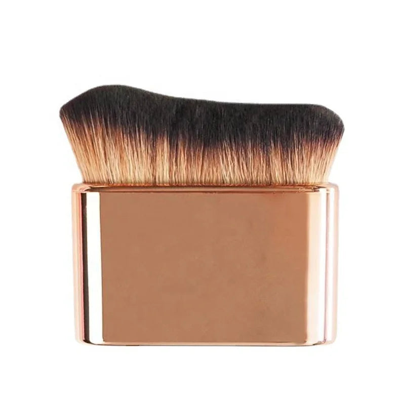 Premium Rose Golden Synthetic Angled Makeup Brush for Face Foundation and Concealer Use with Liquid Cream Powder Cosmetics