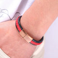 Men's Leather Bracelet Men's Belt Retro Style Stainless Steel Braided Bracelet Popular Factory Direct Men's Bracelet