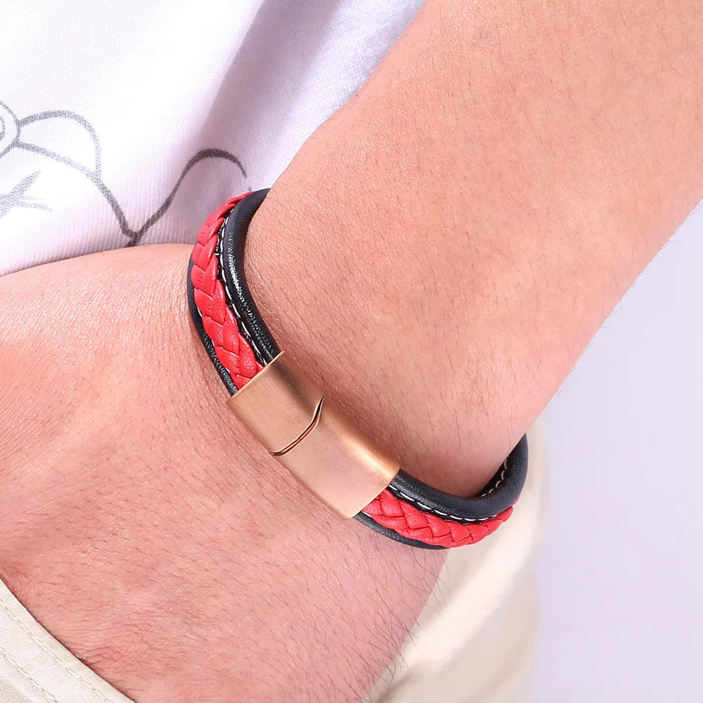 Men's Leather Bracelet Men's Belt Retro Style Stainless Steel Braided Bracelet Popular Factory Direct Men's Bracelet