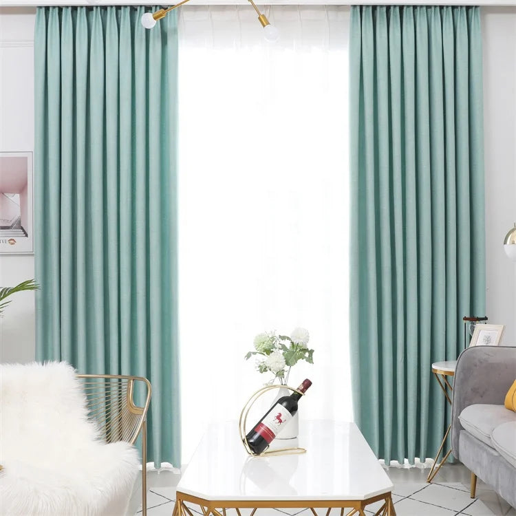 Fashion Soft Solid Color Window Curtains Home Polyester Blackout Curtains for the Living Room Decoration