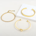 Wholesale Stainless Steel Cross Heart Charm Bracelet 18K Gold Plated Micro Pave Crystal Zircon Tennis Bracelet Set for Women