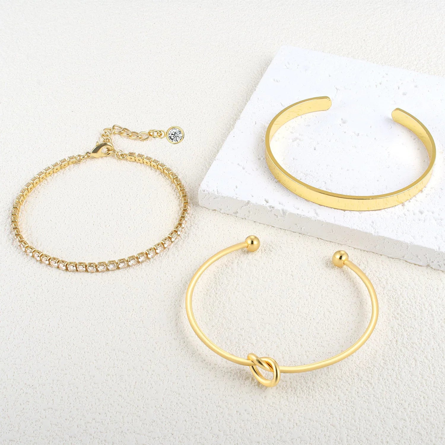Wholesale Stainless Steel Cross Heart Charm Bracelet 18K Gold Plated Micro Pave Crystal Zircon Tennis Bracelet Set for Women