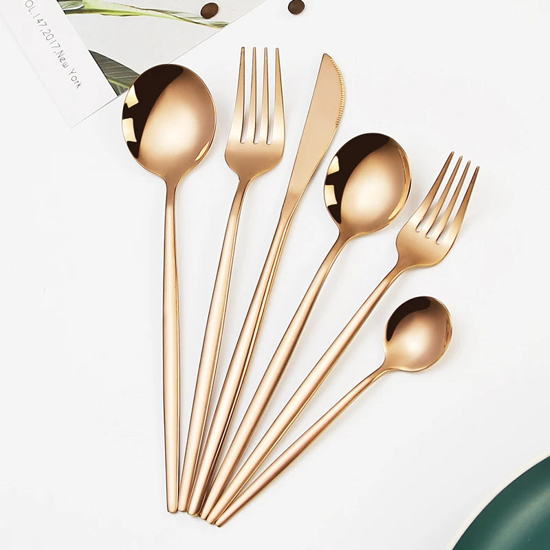 Top Seller Productos Para La Para El Hogar Spoon and Fork Set Stainless Godl Set Cubiertos De Acero Inox
