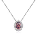 Fashion Jewelry Tear Drop Pink Gemstone 925 Sterling Silver Pendant Necklace for Women Lady Wedding Valentine Anniversary Gifts