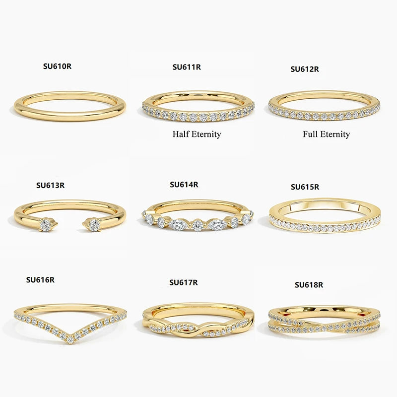 Abiding S925 Round Shape Moissanite Band Pure Siver Tennis Eternity Moissanite Jewelry Band Stackable Wedding Ring Eternity Band