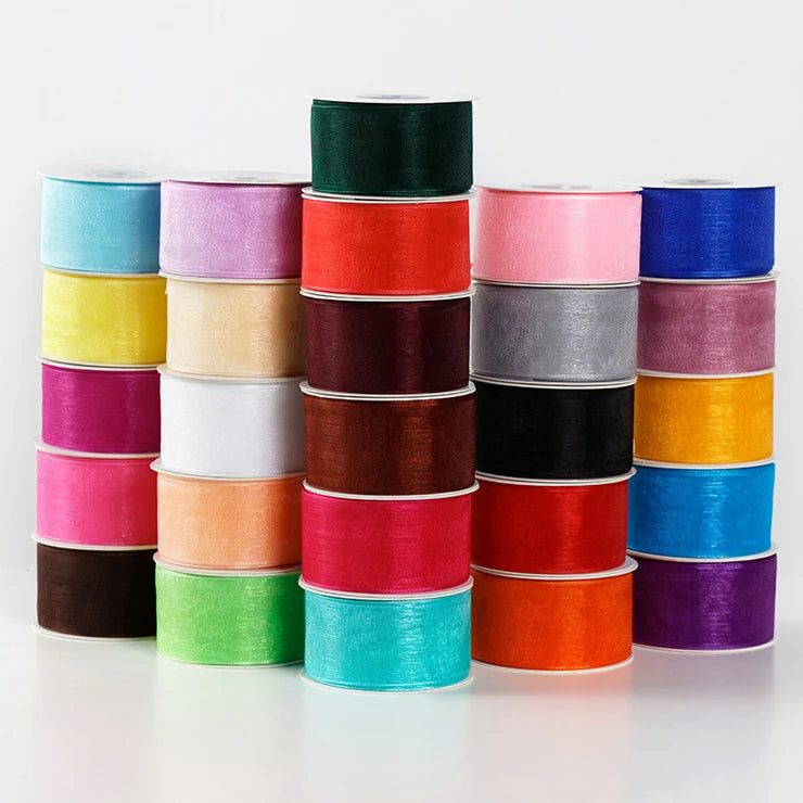 100% Nylon Customized White Organza Ribbon Double Face Style Factory Wholesale for Decorative and Craft Projects