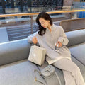 2023 Autumn Winter Women's Two Piece Top Long Sleeve Polyester Pants Sports Knit Set