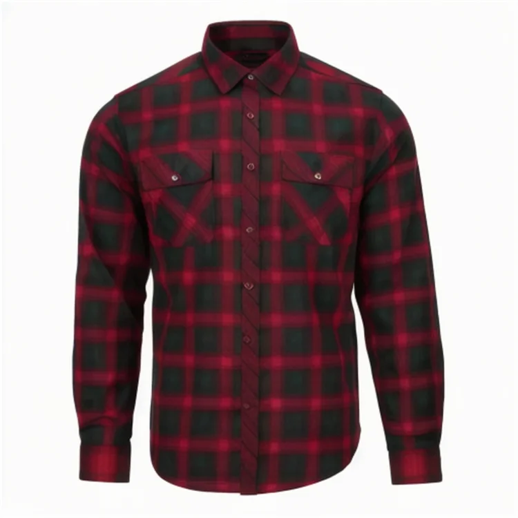 New Flannel Plaid Button up Shirt European and American Size Men's Long-sleeved Shirt