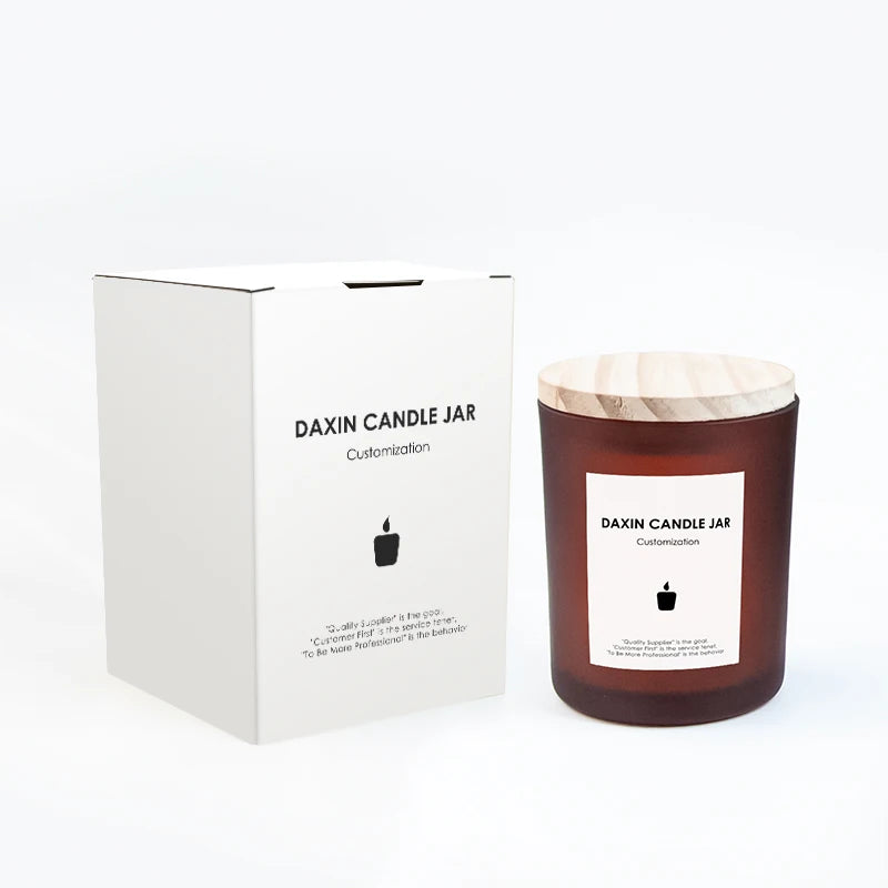 Logo Printing Luxury Container Amber Thick Empty Frosted Glass Candle Jars with Easy Open End Lid for Convenient Candle Making