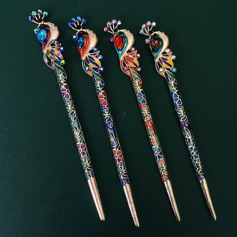 Dangling Ornament Worn by Women Metal Hair Accessories Enamelled Tassel Wholesale Chinese Hair Chopsticks Pin Bun Stick