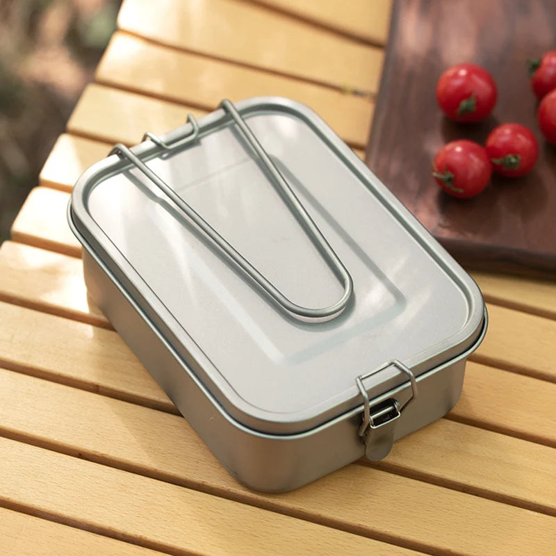 Chinese Products Camping Bento Lunch Box Titanium 1200ml/40.6 Fl.oz. with Airtight Lid Seal and Cover Foldable Handle