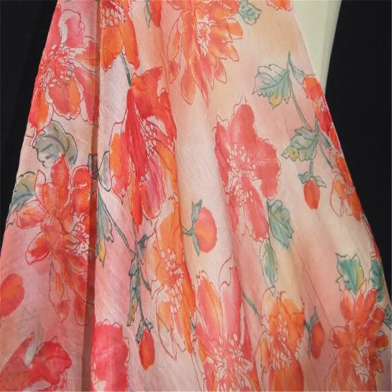 Popular Floral Printed Flower Pattern Soft 100% Breathable Comfortable Silk Crinkle Chiffon Fabric for Spring Clothes MegaBDM