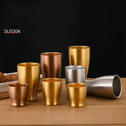 Korean 304 Stainless Steel bar Tool Double-layer Beer Cup for Party or Travel Stackable Coffee Cup