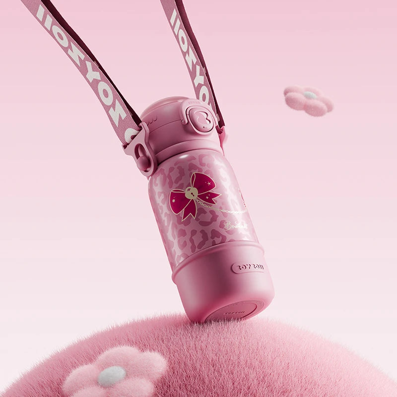 ZOYZOII Cute Fancy Pink Thermos Bottle Pretty Stainless Steel School Water Bottle for Girls