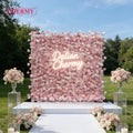 Wholesale Artificial Pink Flower Wall Backdrop 8ft X 8ft Roll up Rose Wall Flowers Wall Panel for Wedding Decoration