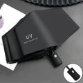 Automatic Folding UV Windproof 190T Pongee Umbrella Custom Logo 3-Fold Compact Travel Classic Design Fiberglass Frame Adults