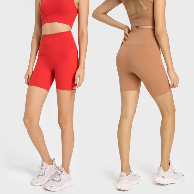 SHINBENE 6" High End Nylon Sport Biker Shorts Women High Waist Super Comfy Workout Gym Yoga Shorts Plus Size