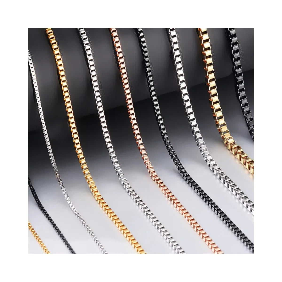 Fashion Jewelry Box Chain Necklace 2mm/2.5mm/3mm 18k Gold Plated Stainless Steel Necklace