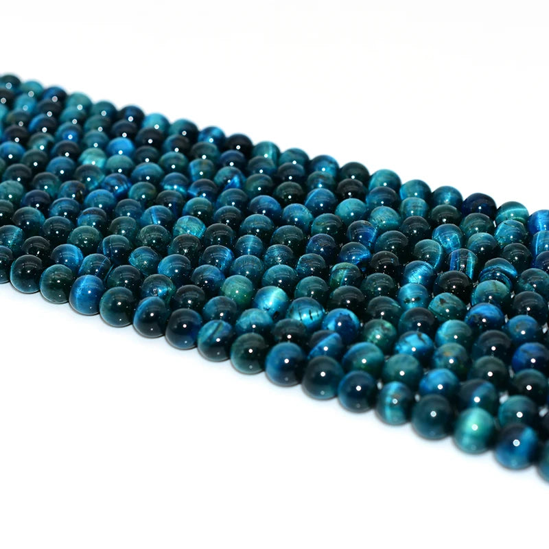 Wholesale 6/8/10/12mm Natural Royal Blue Tiger Eye Loose Gemstone Beads for DIY Jewelry