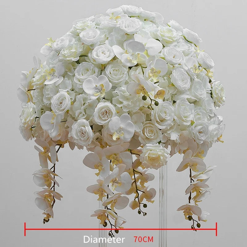 White Wedding Table Decoration Flower Centerpieces Ball Flower Arrangements White Rose Ball Flower With Orchid