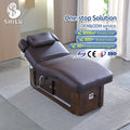 Modern Luxury Electric Beauty Bed DMC6 Spa Facial Treatment Massage Table Light Brown for Salon Use in Bedroom or Living Room