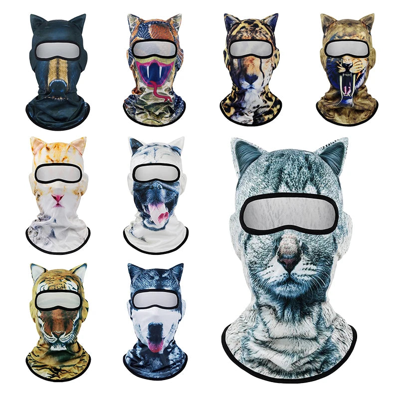 Wholesale Funny Animal Print Sports Face Masks with Ears One Size Fits All for Party Cosplay Ski Mask