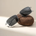 Minimalist Polarized Half Titanium Square Light Weight Sunglasses UV Protection for Adults Daily Commuting Outdoor Activities