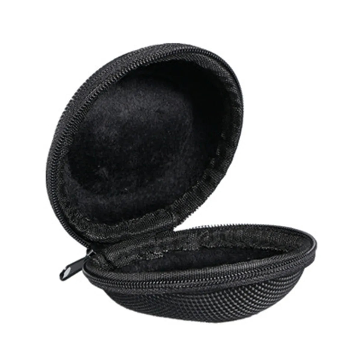 Black Portable Zipper Travel Carrying Round Watch Case Holder for Wristwatch Earphone Protection
