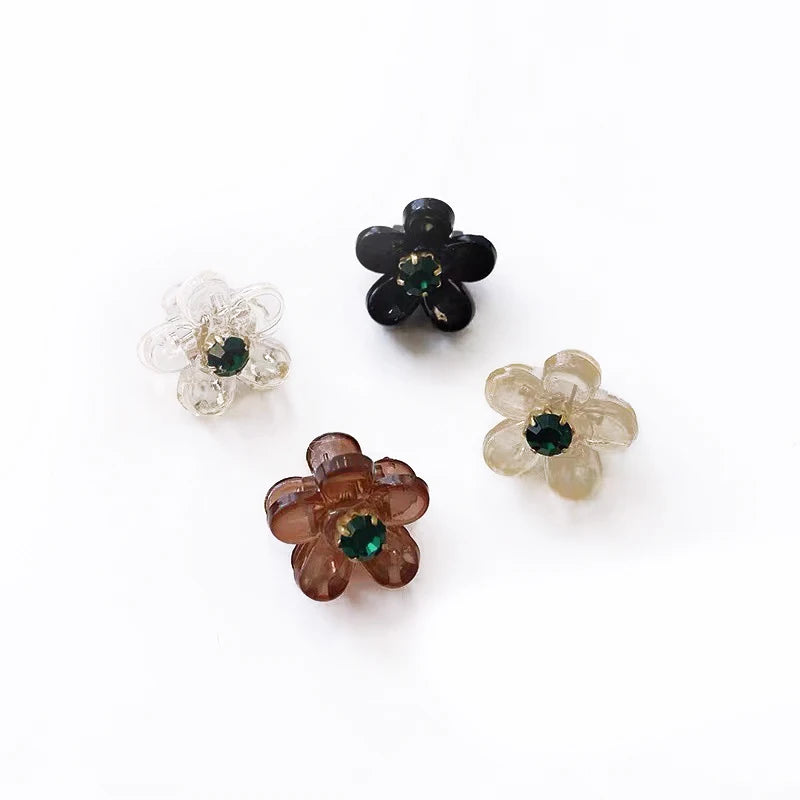 2022 Fashion Cute Girl Hair Clamp Side Bangs Exquisite Hair Clip Small Flower Rhinestone Hair Claw Clip