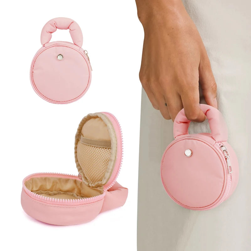 Women Travel Purse Essentials Puffer Mini Make up Bag Cute Cosmetic Bag Nylon Small Pouch