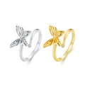 Fashion 925 Sterling Silver Hollow Butterfly Opening Ring for Women Delicate Party Stackable Zircon Ring Wedding Jewelry SCR448