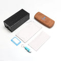 Sunway Eyewear PU Leather Case with Pouch Cloth Blue Light Test Lamp Glasses Case Set Luxury Sunglasses Packaging Box