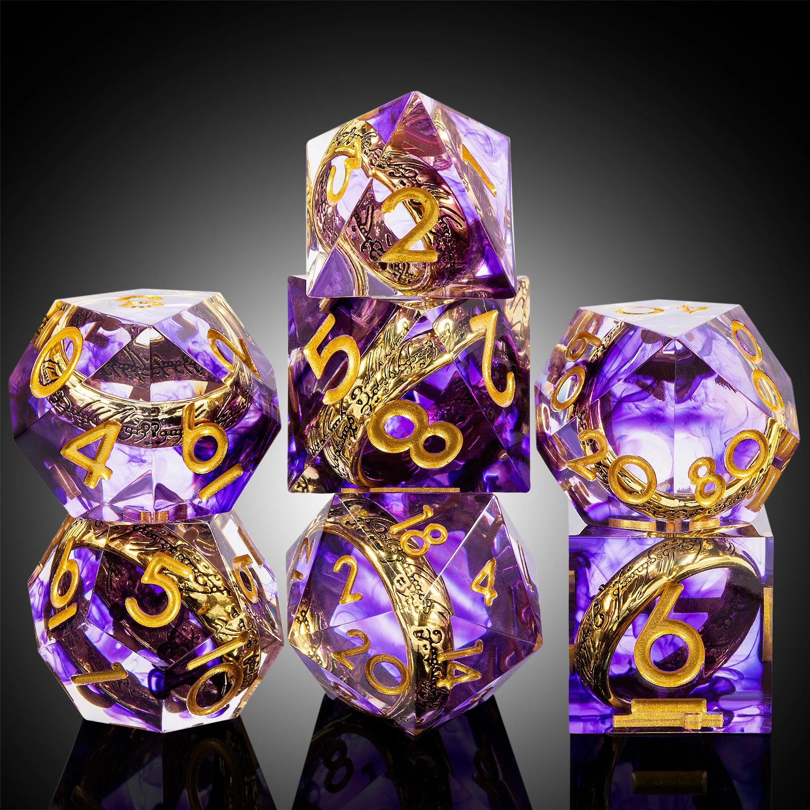 Purple Ring LOTR the One Ring Resin Dice Set Sharp Edge Hand-Polished RPG Dice for Dungeons & Dragons in Gift Box